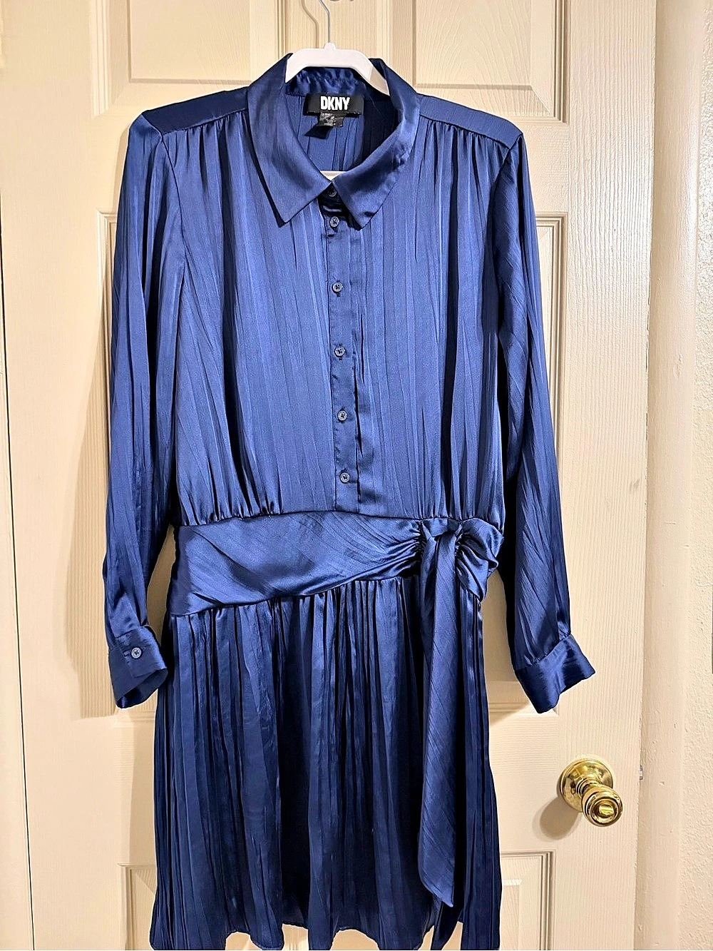 DKNY Pleated Mini Dress in Blue Size 16 Like New